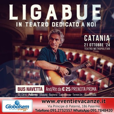 BUS per LIGABUE da Palermo in Concerto a Catania il 21 ottobre 2024