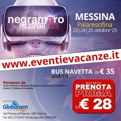 BUS per i NEGRAMARO da Palermo in Concerto a Messina il 23, 24 e 25 ottobre 2025